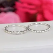 0.44ct Half Eternity & Art Deco Wedding Band Stack Promise Ring Diamond Simulated 925 Sterling Silver Anniversary Ring SKU:00202