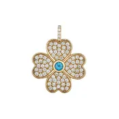 Aquamarine Heart Clover Charm