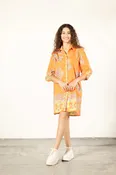 Ava Apricot Filigree Dress