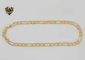 (1-0010) Gold Laminate - 5mm Flat Figaro Link Anklet - 10" - BGF