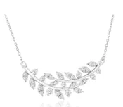 14k white gold and diamond .50ctw curved vine necklace