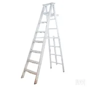 8' White Wooden A-Frame Ladder