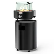 Detachable Smokeless Propane Fire Pit with Glass Wind Guard and Wheels