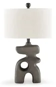 26-Inch Distressed Black Sculptural Table Lamp with Oval Shade