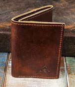 6-Slot Trifold Wallet - The Stanza (Tobacco Snakebite Leather)