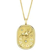 0.02Ct Diamond Zodiac Taurus Bull Star Matte Chopin Chain Necklace