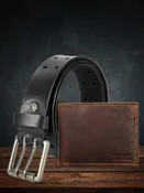 Bifold Hunter Wallet & Casual Dual Pins Belt Men’s Combo – (Pack of 2)