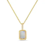14 Karat Yellow Gold Moonstone Pendant with Diamonds
