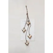 25-3/4"H Metal Hearts on Jute Rope - Brass Finish