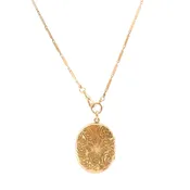 14k Gold Engraved Locket Pendant Gold Antique Watch Chain