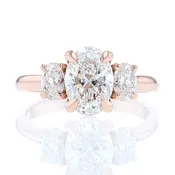 3 Stone Oval Rose Gold Engagement Ring