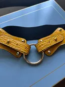 Claiborne Belt in Mustard Faux Croc with Black Strap