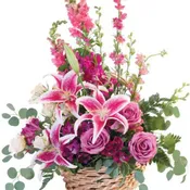 PINK FLORAL FANTASY BASKET ARRANGEMENT