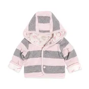 A-Bee-C Baby Girl Organic Cotton Reversible Jacket – Blossom Pink / Grey