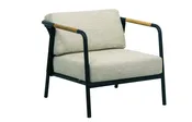Alfresco Home Elle Belt Deep Seating Lounge Chair with Teak Arm Rests | Cushions Inclusive