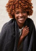 100% Italian Spun Egyptian Cotton Body Cocoon Wrap: Forest Fern Print Black + Charcoal