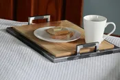Ash Wood & Metal Bedroom or Bathroom Serving Tray with Handles