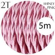 3.28/16.40/32.81 ft 2 Core Twisted Electric Cable Shiny Pink Color Fabric ~1019