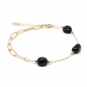 18K Gold Natural Stone Station Bracelet