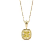 14K Yellow Gold 2.08ct Cushion Cut Diamond Pendant Necklace