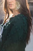 Hand Knit Nepali Wool Jill Sweater in Emerald Green - L Left
