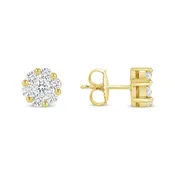 1.00 CT. T.W. Ladies Fashion Round & Floral Halo Diamond Stud Earrings