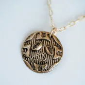 Art Nouveau Double Flower | Bronze Antique Button Necklace