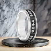 .42 cwt Diamond Ring White/Black Tungsten - D045FG