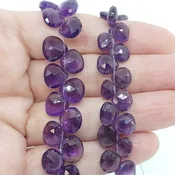 Amethyst (Natural) Top Drilled Faceted Heart Beads