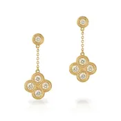 Bezel Set Clover Drop Earrings