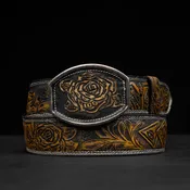 “Blackjack” Tan Safari Hand Tooled Belt