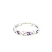 10K White Gold Diamond and Amethyst Stackable Band (200-00687)