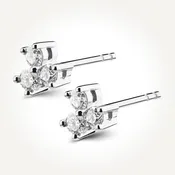 10KT White Gold Three Stone Stud Earrings 0.18 CT. T.W.