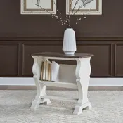 Abbey Road - Library Chair Side Table - Porcelain White / Churchill Brown