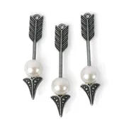 Arrow Charms with Glass Pearl Beads - Set of Three