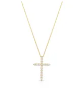 18K Yellow Gold Tiny Treasures Diamond Cross Necklace