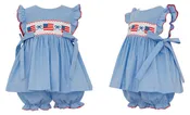 American Flag Bloomer Set on Blue Gingham