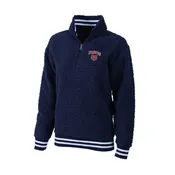 Evanston Wildkits Adult Navy with Navy & White Trim Varsity Sherpa Quarter Zip Pullover Jacket by Boxercraft