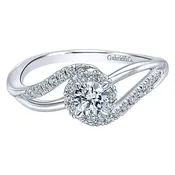 14k White Gold Round Bypass Seville Engagement Ring