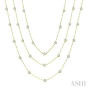 10 Ctw Bezel Set Round Cut Diamond 60-Inch Long Station Necklace in 14K Yellow Gold