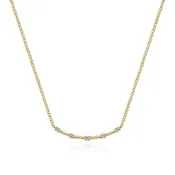 14K Gold Diamond Stations Bar Necklace