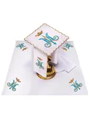 Chalice Linens Embroidered with blue and gold Marian Motif