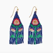 Audrey Poppy Beaded Fringe Earrings