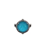 18k Gold Quartz and Turquoise Ring with Diamonds - HOUSEWARE THRIFT STORE