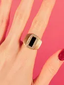 14k Diamond And Onyx Statement Ring