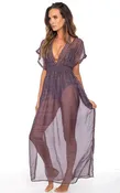 Bohemian Chiffon Maxi Cover Up Feathers