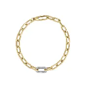 Roberto Coin Diamond Paperclip Link Bracelet in Yellow and White Gold 7 Inch