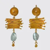 Abstract Spiral & Aquamarine Drop Earrings