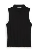 Box Pleat Mock Neck Top in Black