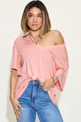 Bamboo V-Neck Drop Shoulder Oversized T-Shirt